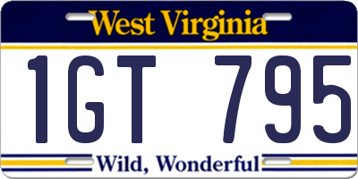 WV license plate 1GT795