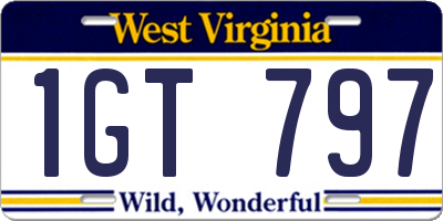 WV license plate 1GT797