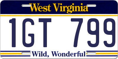 WV license plate 1GT799