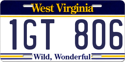 WV license plate 1GT806