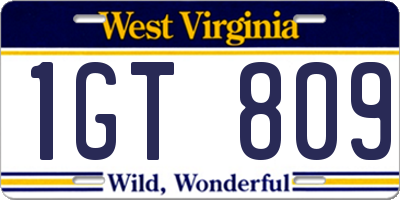 WV license plate 1GT809