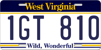 WV license plate 1GT810