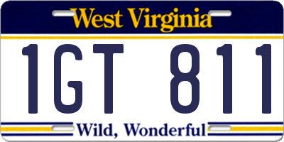 WV license plate 1GT811
