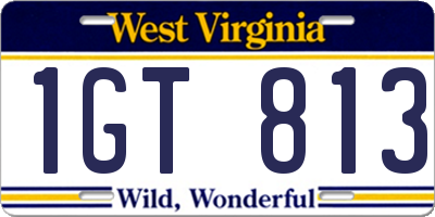 WV license plate 1GT813
