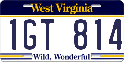 WV license plate 1GT814
