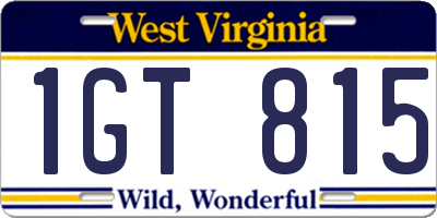 WV license plate 1GT815