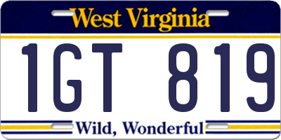 WV license plate 1GT819