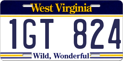 WV license plate 1GT824