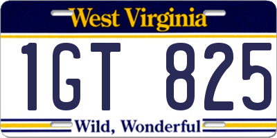 WV license plate 1GT825