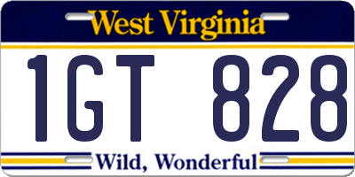 WV license plate 1GT828