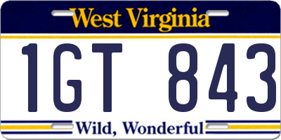WV license plate 1GT843