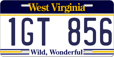 WV license plate 1GT856