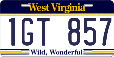 WV license plate 1GT857