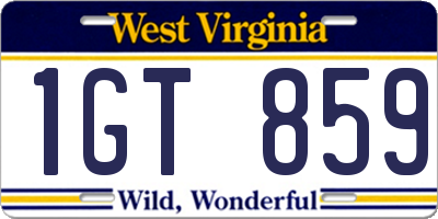 WV license plate 1GT859
