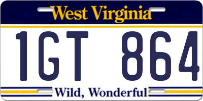 WV license plate 1GT864
