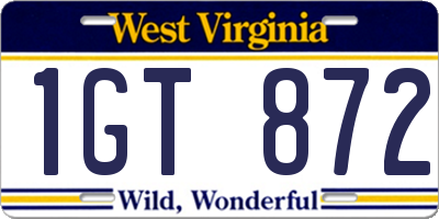 WV license plate 1GT872