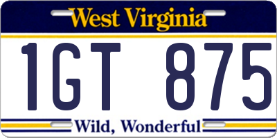 WV license plate 1GT875