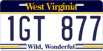 WV license plate 1GT877