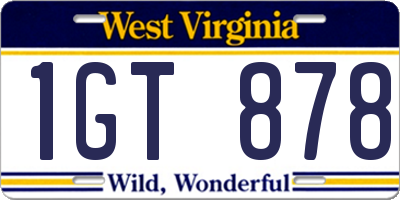 WV license plate 1GT878