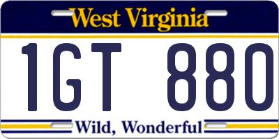 WV license plate 1GT880