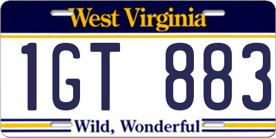 WV license plate 1GT883