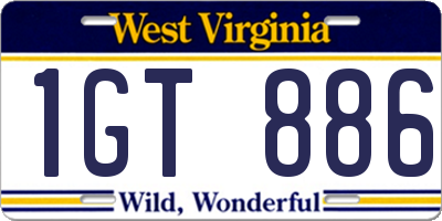 WV license plate 1GT886