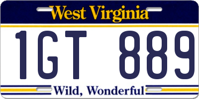 WV license plate 1GT889