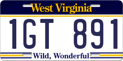 WV license plate 1GT891