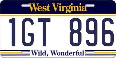 WV license plate 1GT896