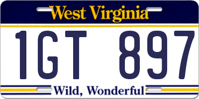WV license plate 1GT897