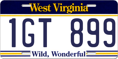 WV license plate 1GT899