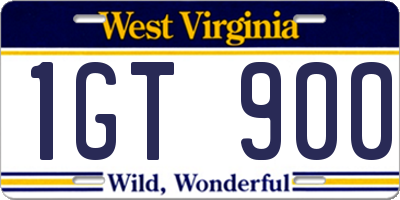 WV license plate 1GT900
