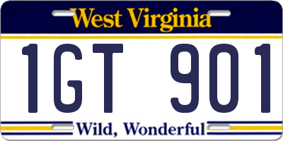 WV license plate 1GT901
