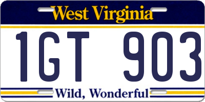 WV license plate 1GT903