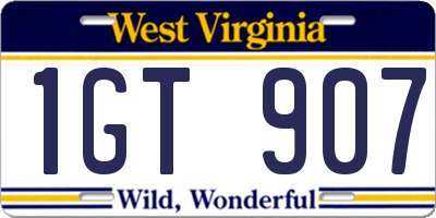 WV license plate 1GT907