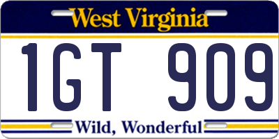 WV license plate 1GT909