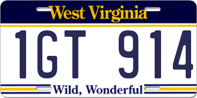 WV license plate 1GT914