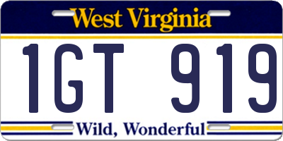 WV license plate 1GT919