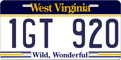 WV license plate 1GT920