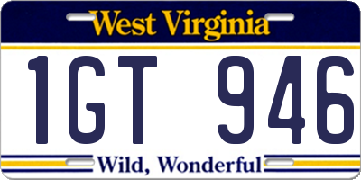 WV license plate 1GT946