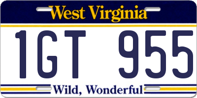 WV license plate 1GT955