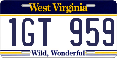 WV license plate 1GT959