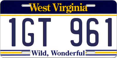 WV license plate 1GT961