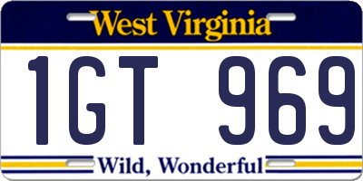 WV license plate 1GT969