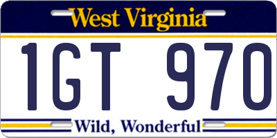 WV license plate 1GT970