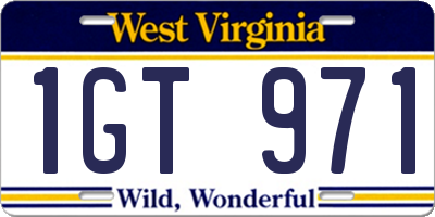 WV license plate 1GT971