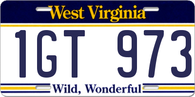 WV license plate 1GT973