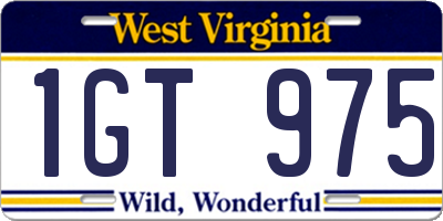 WV license plate 1GT975