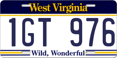 WV license plate 1GT976