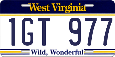 WV license plate 1GT977